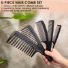Hair Comb, Wide Tooth Comb, Rat Tail Fine Tooth Comb For Women Men Hair Parting Cutting, Wet Curly Hair Detangling (5PCS)