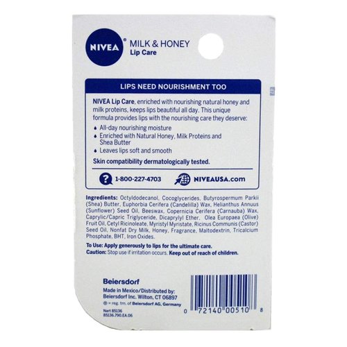 NIVEA A Kiss of Milk & Honey Natural Defense & Soothing Lip Care 0.17 oz