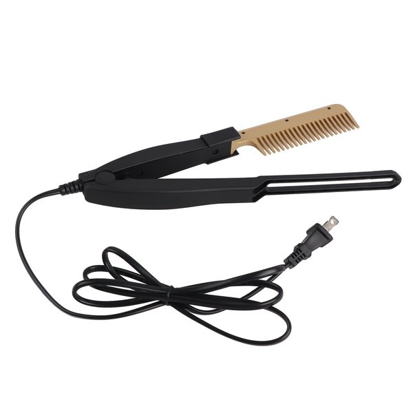 ZJchao Hot Comb Hair Straightener, Electric Heating Comb with Anti-Scald Design, Up to 190 Degrees, Fast Heating, Wet & Dry Use, Hair Straightening Hot Brush, Hairdressing Tool (US)