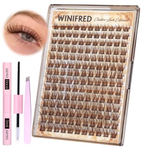 Brown Lash Clusters Kit Natural Clusters Lashes Wispy Eyelash Extension Kit C Curl Lashes Extension Kit DIY Dark Brown Cluster Eyelash Extension Kit by Winifred