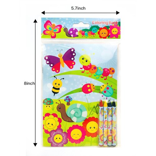 Tiny Mills Butterfly Spring Insect Coloring Books with Crayons Party Favors with 12 Coloring Books and 48 Crayons, Butterfly Party Favors, Butterfly Prizes, Favor Bag Filler