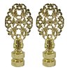 Royal Designs Oval Filigree 2.25" Lamp Finial for Lamp Shade, Polished Brass - Set of 2