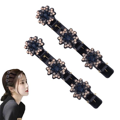 Rhinestone Braided Hair Clips for Styling Hair Accessories for Women Girls Elegant Braiding Hair Clips Barrette Shiny Duck Billed Hair Clips for Women Crystal Stone Braided Hair Clip Barrettes