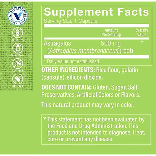 Astragalus (Root) 500mg - Herbal Supplement to Support The Immune System & Body's Natural Defenses - Helps Build Stamina, Energy & Vitality (100 Capsules) by The Vitamin Shoppe
