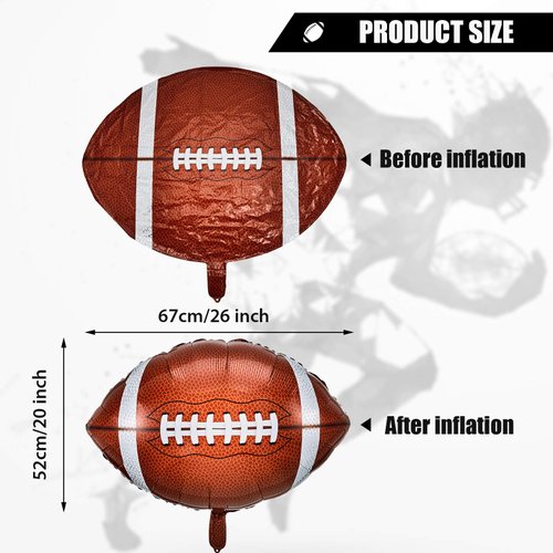 Football Balloons Football Party Balloons Football Shaped Aluminum Foil Balloons for Sport Themed Football Themed Birthday Party Decor, 26 Inch(8 Pieces)