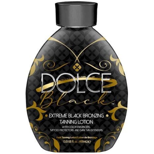 Dolce Black Bronzer Tanning Lotion - Indoor/Outdoor for Tattoo & Color Fade Protection - Anti-Orange, Anti-Aging & Anti-Wrinkle Natural Tanning Bed Lotion