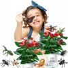 SCAHOW 12 PCS Fake Bug Toys for Kids, Plastic Bugs Animal Figures Halloween Party Favor Cake Topper Insect Figurines