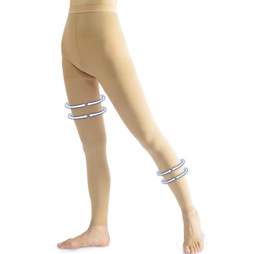 Medical Compression Pantyhose for Women & Men, 20-30mmHg Graduated Support Tights, Opaque Footless Waist High Compression Stockings for Varicose Veins, Edema, Flight