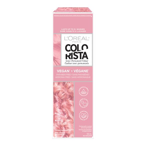 L’Oréal Paris Colorista Semi-Permanent Hair Color for Light Bleached or Blondes, Soft Pink