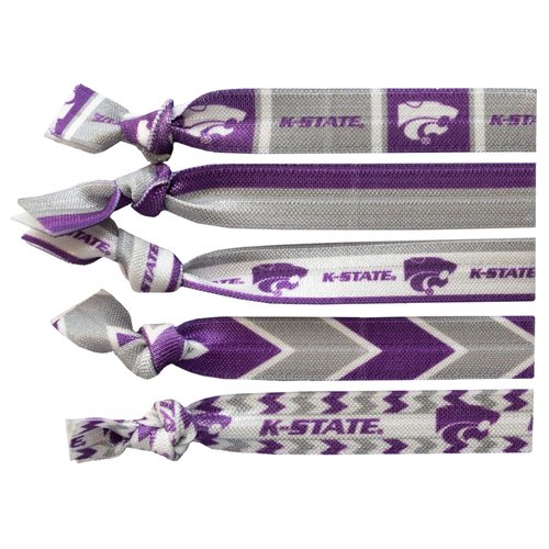 Littlearth womens NCAA Kansas State Wildcats Knotted Hair Tie Set, Team Color, Set of 5