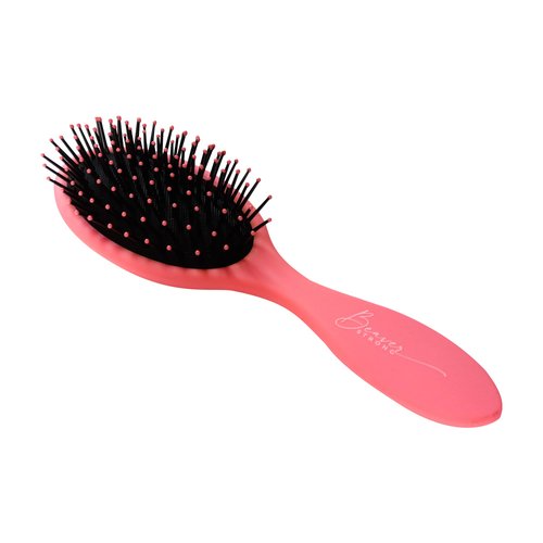 Essential Oval Hair Brush by BeaverStrong, Detangling Hair Brushes with capped soft nylon bristles and air cushion base (Warm Pink)