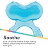 Nuby Soft Silicone Teether with Massaging Bristles | 2 Pack: Blue | 3m + | Travel Case Included