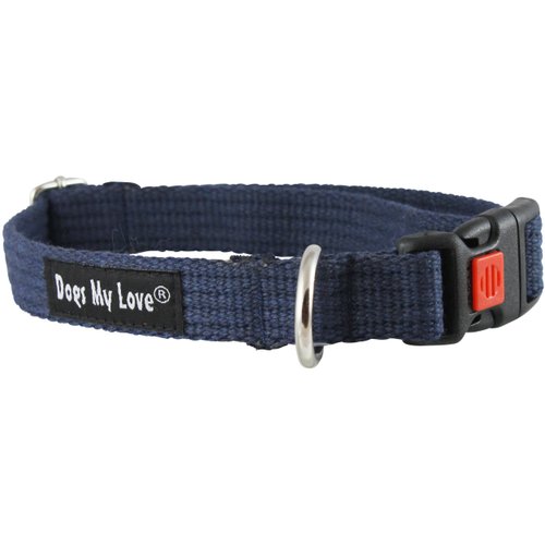 Cotton Web Adjustable Dog Collar with Locking Device 4 Sizes Blue (Small: Neck 11.5"-15.5"; Width 1/2")