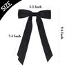 Satin Bow Hair Clips for Women, Silkly Satin Black Beige Hair Ribbon Bow with Long Tail Hair Accessories for Girls (Black Beige)