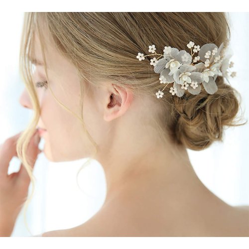 Chargances Bride 3pcs Floral Hair Comb Hair Pin Wedding Gold Hair Vine Wedding Hair Piece Sparkle Crystal Hair Comb Rhinestone Hair Comb Boho Delicate Handmade Gold Jewelry Gift for Women and Girls