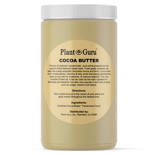 Raw Cocoa Butter 32 oz Pure 100% Unrefined FOOD GRADE Cacao Arriba Nacional Bean, Bulk Rich Chocolate Aroma For Lip Balms, Stretch Marks, DIY Base for Body Butters & Soap Making