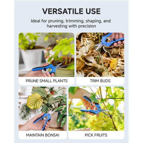 Fondwell 6.5" Pruning Shears Trimming Scissors: Small Garden Snips with Micro Tip - Plant Clippers of High Cutting Efficiency