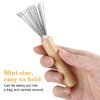 2 Pieces Hair Brush Cleaner Tool Portable Comb Cleaning Tool with Metal Wire Rake and Wooden Handle, Mini Hair Dirt Remover Brushes for Home and Salon Use (Grooved Handle)