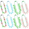 8PCS Christmas Accessories, 3 Modes Christmas Light Up Necklace, LED Christmas Kids Party Favors, 6 Bulbs Christmas Necklaces That Light Up Snowflake Xmas Tree Glow Necklaces for New Year Party
