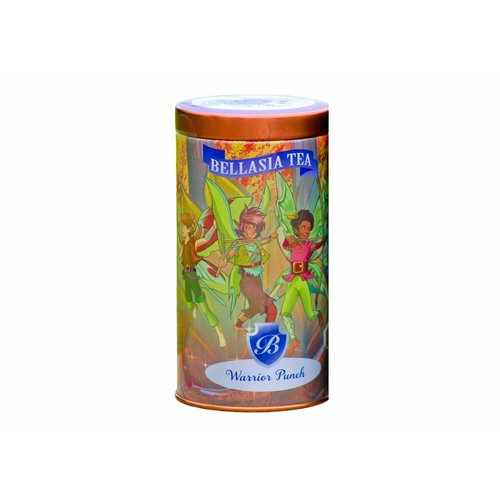 Warrior's Punch by Bellasia Tea. Kiwi-Peach Herbal tea for kids. Sugar-Free, Caffeine-Free, Tea for kids, fruit tisane leaf bags tea for children, Fruity, teatime for kids! 16 decaf tea sachets