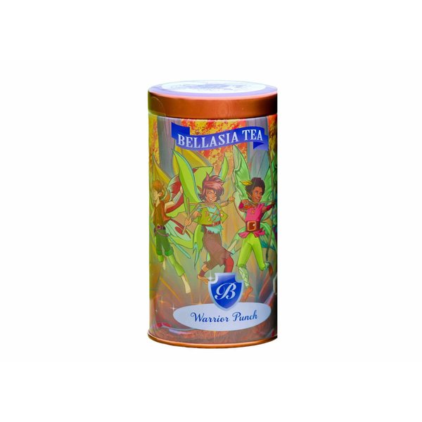 Warrior's Punch by Bellasia Tea. Kiwi-Peach Herbal tea for kids. Sugar-Free, Caffeine-Free, Tea for kids, fruit tisane leaf bags tea for children, Fruity, teatime for kids! 16 decaf tea sachets