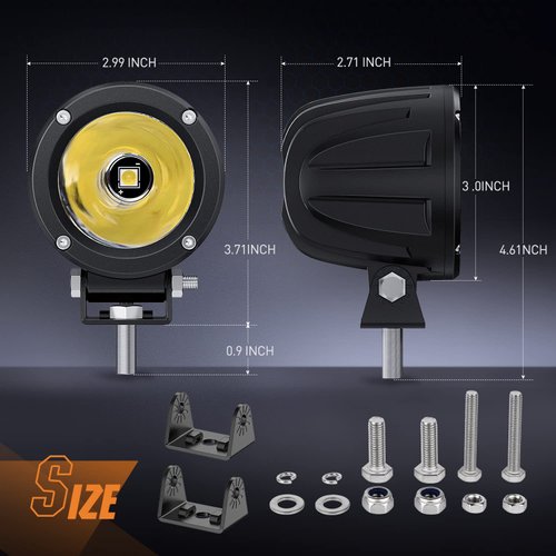 Nilight Motorcycle Led Pods 2PCS 3Inch Round Led Offroad Fog Light 1065LM Built-in EMC Driving Lights Auxiliary Light for Motorbike SUV ATV Truck Boat Tractor Forklift, 5 Years Warranty