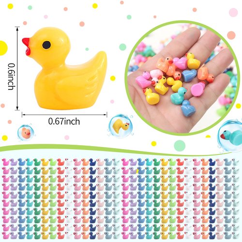 CozyWhimsy Mini Ducks 300 Pack Tiny Duck Figurines Bulk for Miniature Dollhouse Decor Accessories Garden Aquarium Potted Ornament Party Toys DIY Charms Office Classroom Activity to Hide