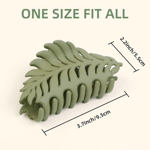 TEBIEKOY 3 Pcs Leaf Hair Claw Clips for Women 3.7" Medium Claw Clips Fun Hair Clips Cute Claw Clips for Thick Thin Hair Non Slip Jaw Clip for Girls