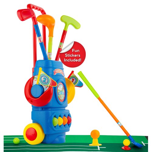 ToyVelt Toddler Golf Set - Kids Golf Clubs with 6 Balls, 4 Golf Sticks, 2 Practice Holes and a Putting Mat - Promotes Physical & Mental Development, Ideal Toddler and Kids Golf Set Gift for Boys 2-10