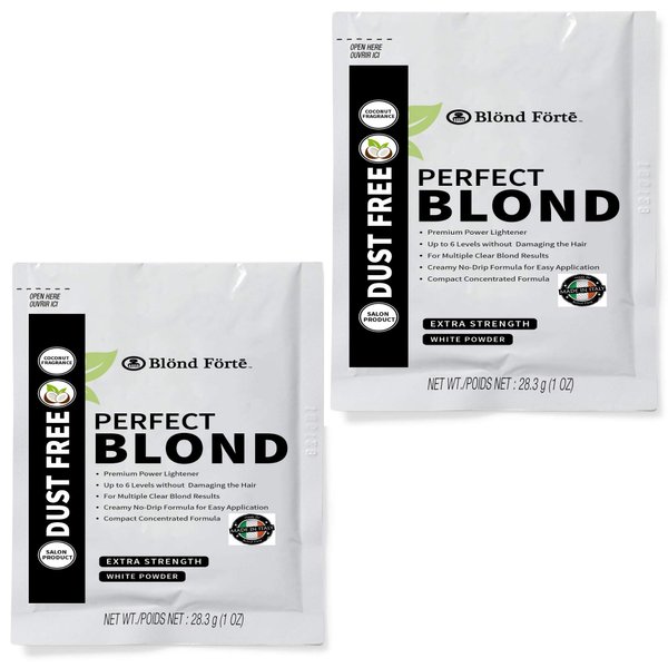 Perfect Blond 2 Pack 30 Gram /1 Oz Hair Toner Lightener Bleach For Dark Hair – Made in Italy by Blond Forte (White Lightening Powder)