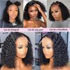 IYAGE Short Water Wave Bob Wigs Human Hair 13x4 HD Lace Front Wigs Human Hair for Black Women Black Curly Glueless Bob Wigs Human Hair Pre Plucked Pre Cut 180 Density Wigs Natural Hairline
