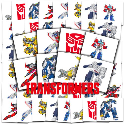 Transformers Tattoos Party Favors Bundle ~ 70+ Perforated Individual 2" x 2" Transformers Temporary Tattoos for Kids Boys Girls (Transformers Party Supplies MADE IN USA)
