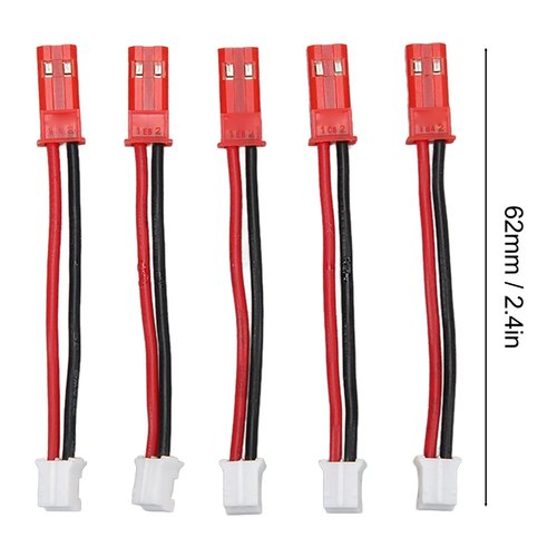 to JST Adapter Cable, 2P to JST Adapter Cable for SCX24 1/24 RC Tracked Vehicle, Flexible RC Battery Extension Cord