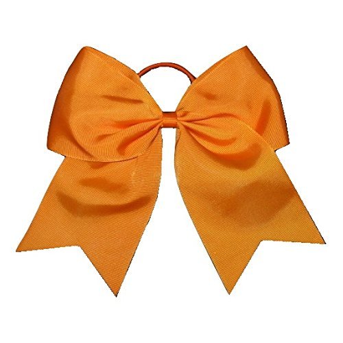 New "ORANGE" Cheer Bow Pony Tail 7 Inch Girls Hair Bows Cheerleading Dance Practice Football Games Competition Birthday Solid Color Grosgrain Ribbon Halloween Fall Festival