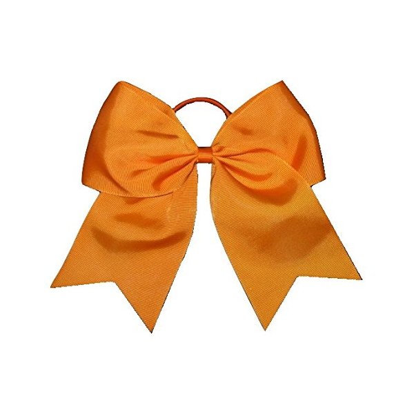 New "ORANGE" Cheer Bow Pony Tail 7 Inch Girls Hair Bows Cheerleading Dance Practice Football Games Competition Birthday Solid Color Grosgrain Ribbon Halloween Fall Festival