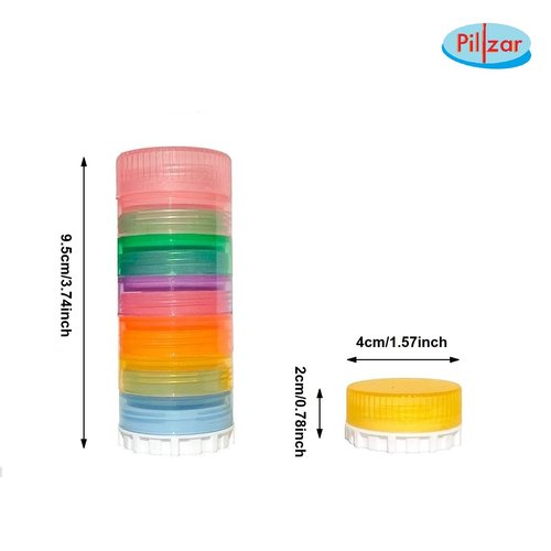 Portable 7-Day Stackable Pill Organizer with 2 Lids for Medications, Vitamins and Supplements Attachable to Magnetic Calendar. Perfect for Travel or Home Use.