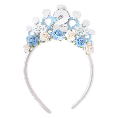 Jissoo Snowflake Ice Queen Crown Tiara - 2nd Birthday Tiara Crown,Snow Queen Tiara Alice Band Headband, Party Props, Girl Gifts (Frozen-2)