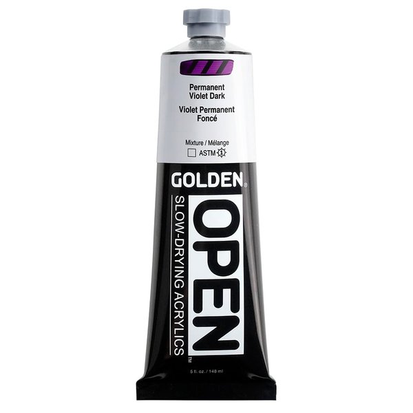 OPEN Slow-Drying Acrylics by GOLDEN, Permanent Violet Dark, 5 fl oz. tube, Professional Acrylic Paint, Transparent
