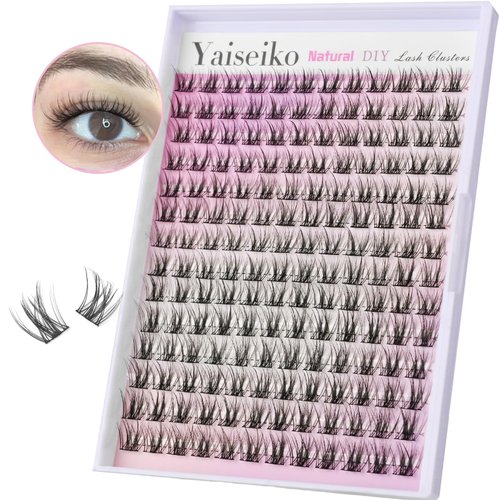 Lash Clusters Wispy 168 Pcs Natural Cluster Lashes D Curl DIY Eyelash Extensions Mix Length Individual Eyelash Clusters Super Thin Band (Mix 11-13mm D Curl)