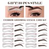 BLEGGEIT 2 Eyebrow Pencils and 10 Eyebrow Stamps Kit, Temptation Eye Brow Pen, Professional Mechanical Eyebrow Stylist Makeup Definer, Waterproof and Longlasting for Natural Brows, Eyebrow Shaper (Dark Brown)