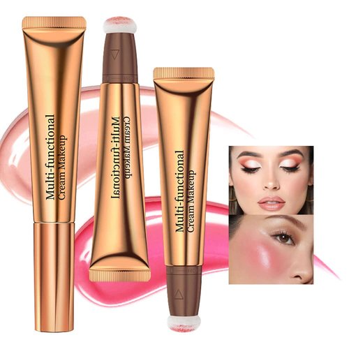 BINGBRUSH 2 PCS Liquid Matte Face Blush Beauty Wand,Blush Trimming Stick with Cushion Applicator,Multi-Use Natural Silky Smooth Creamy Liquid Blush Stick for Cheek Lip Makeup ,Cruelty-free (07#&08# blush)