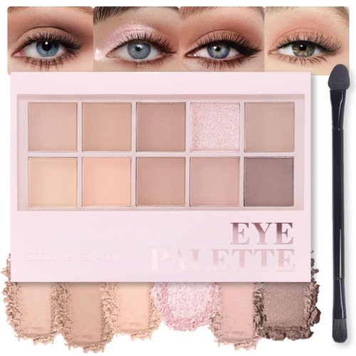 CAKAILA 10Colors Matte Naked Eyeshadow Palette Makeup with Eyeshadow Brush,Highly Pigmented Matte Nude Eyeshadow Palette Long Lasting Waterproof Blendable Naturing-Looking,Great for Travel Gift Kit
