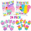 ORIENTAL CHERRY Valentines Day Gifts for Kids - 24 Valentines Cards with Pop Bubbles Bulk- Valentine Exchange for Girls Boys School Class Classroom Fidget Toys Party Favors