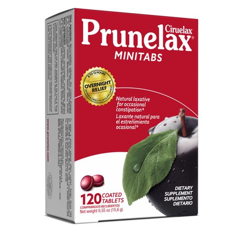 Prunelax Ciruelax Regular Strength Laxative Mini Tablets - Overnight Relief for Occasional Constipation, Senna Extract, Vegan & Gluten-Free, Gentle Relief - 120ct