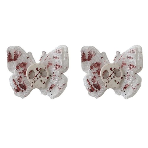 ZHOUMEIWENSP 2PCS Halloween Skull Butterfly Hair Clips Retro Hairpin with Punk Clips Novelty Hair Style Making (White)
