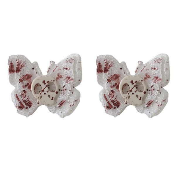 ZHOUMEIWENSP 2PCS Halloween Skull Butterfly Hair Clips Retro Hairpin with Punk Clips Novelty Hair Style Making (White)