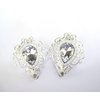 Generic 2 small gray crystal silver metal vintage style alligator hair clip fine hair