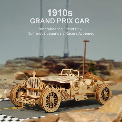 ROBOTIME Model Car Kits - Wooden 3D Puzzles - Model Cars to Build for Adults 1:16 Scale Model Grand Prix Car