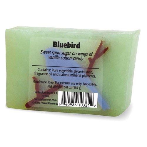 Primal Elements Glycerin Bar Soap | Helps All Skin Types, Sensitive, Oily & Dry Skin | NO PARABENS, VEGAN, GLUTEN FREE, 100% VEGETABLE BASE - (Bluebird)