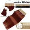 22 Inch Tape in Hair Extensions Remy Human Hair Extensions Skin Weft Tape in Straight Thick Natural Hair Extensions 60g 20pcs Dark Auburn #33 Real Human Hair Extension